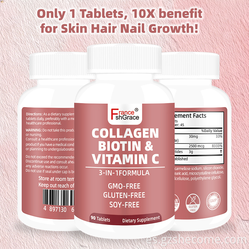 Collagen Peptides Biotin Vitamin C Tablets6
